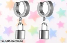 Pendientes de aro JewelryWe con diseño de candado a un precio loco: caída abrupta que no se repite, ¡no esperes más para lucirlos y ser el centro de miradas!