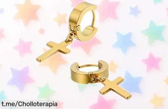 Pendientes de aro con cruz en acero inoxidable, el ofertón que no puedes dejar pasar: resistentes y listos para regalar ¡No te quedes sin ellos!