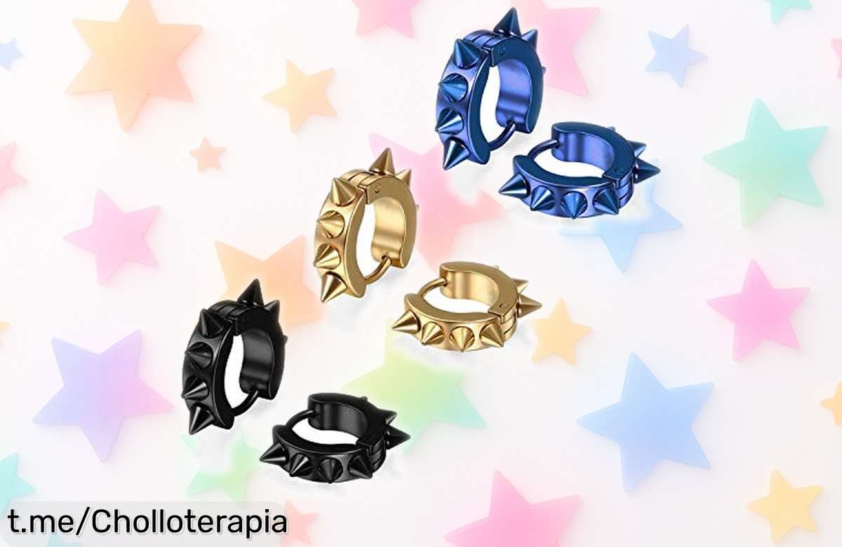 Pendientes de aro redondo con pinchos en acero inoxidable, ¡ofertón que vuela! Dale caña a tu estilo y brilla sin preocupaciones, no te quedes sin los tuyos.