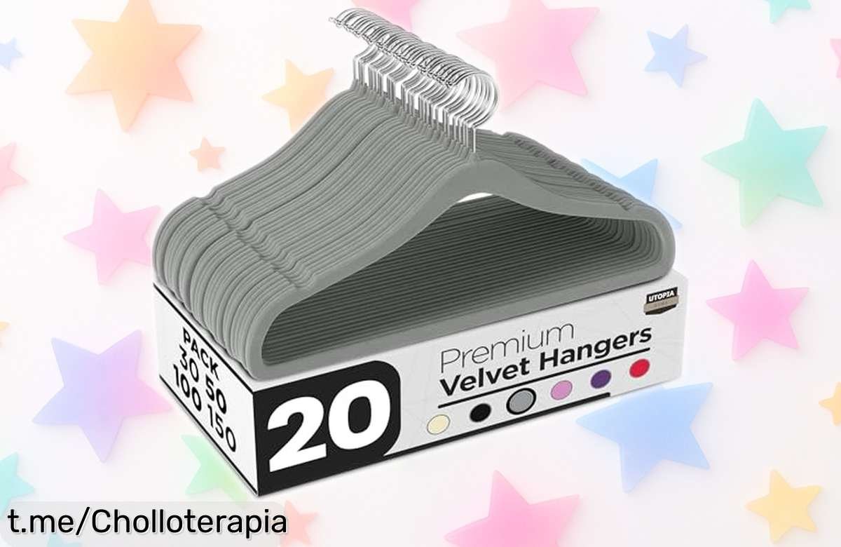 Perchas de terciopelo antideslizantes Utopia Home, ¡20 unidades para que tu armario brille! Oferta a precio loco, no te quedes sin ellas y dale un respiro a tus prendas.