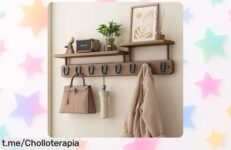 Perchero de pared sin taladro con ganchos de bambú: un ofertón que ahorra espacio y se vende como pan caliente, ¡aprovéchalo antes que se esfume!
