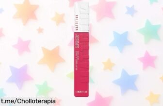 Pintalabios mate de larga duración Maybelline que aguanta 16 horas sin transferir, precio de ganga y color intenso para iluminar tu sonrisa todo el día. ¡No te lo pierdas!