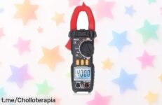 Pinza amperimétrica digital que mide corriente y voltaje sin contacto, con pantalla iluminada y precio de ganga ¡apresúrate antes de que se agoten las unidades!