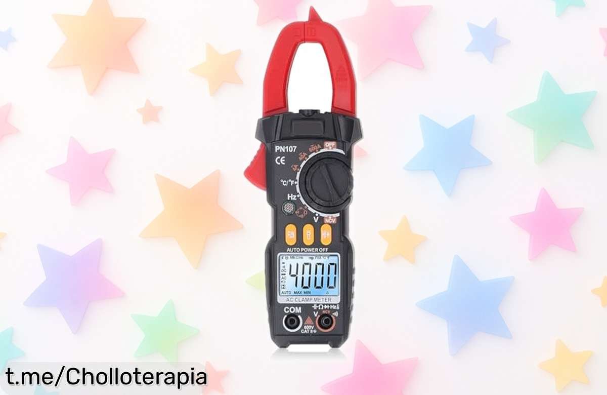 Pinza amperimétrica digital que mide corriente y voltaje sin contacto, con pantalla iluminada y precio de ganga ¡apresúrate antes de que se agoten las unidades!