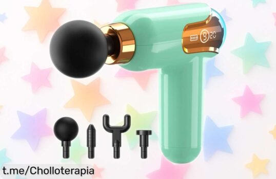 Pistola de masaje muscular MUKASI: alivio instantáneo con 9 niveles y pantalla táctil, ¡ofertón que se va volando! No te quedes sin la tuya y siente la diferencia.