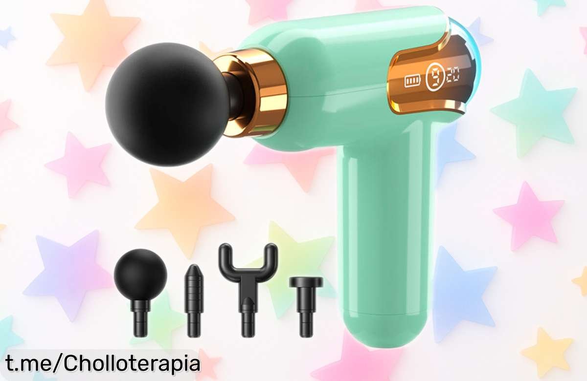 Pistola de masaje muscular MUKASI: alivio instantáneo con 9 niveles y pantalla táctil, ¡ofertón que se va volando! No te quedes sin la tuya y siente la diferencia.