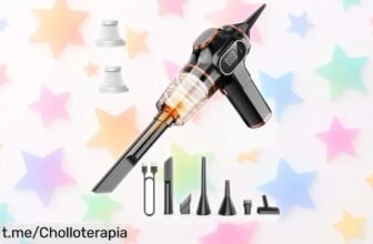 Potente aspiradora mini inalámbrica para coche Nikocreos con pantalla LCD y varias boquillas a un precio de escándalo, ¡aprópia el tuyo antes que se agoten!