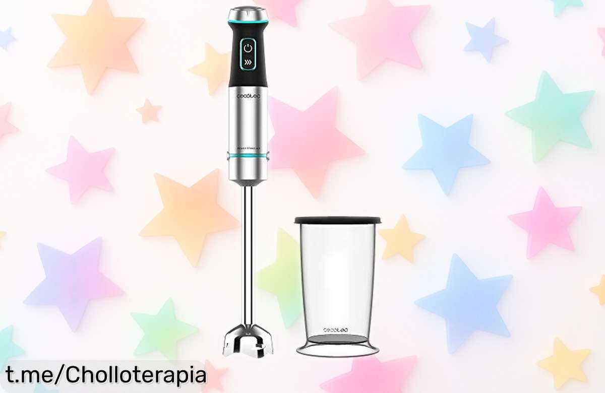 Potente batidora de mano Cecotec Power TitanBlack con cuchillas para todo y diseño antisalpicaduras, ¡precio de escándalo! ¡Aprovecha antes que se agoten las unidades!