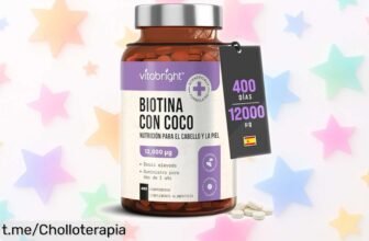 Potente biotina VitaBright para pelo, piel y uñas con 12.000 µg: ¡ofertón para un año completo! Acelera el crecimiento desde la raíz y luce radiante ahora mismo.