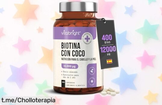 Potente biotina VitaBright para pelo, piel y uñas con 12.000 µg: ¡ofertón para un año completo! Acelera el crecimiento desde la raíz y luce radiante ahora mismo.