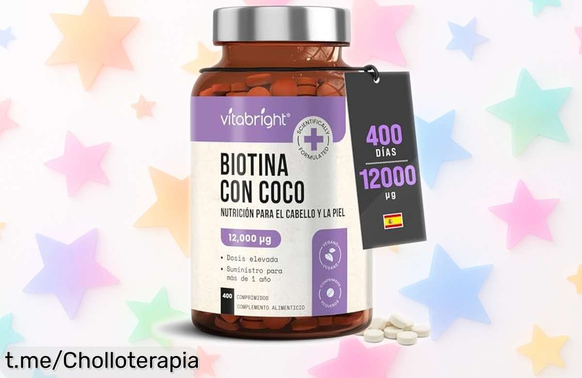 Potente biotina VitaBright para pelo, piel y uñas con 12.000 µg: ¡ofertón para un año completo! Acelera el crecimiento desde la raíz y luce radiante ahora mismo.