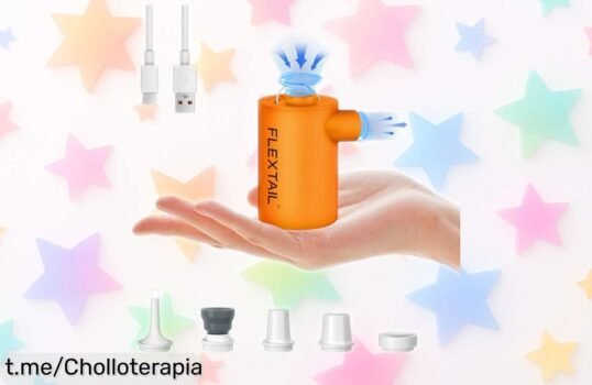Potente bomba de aire portátil para camping y playa, ¡ofertón que vuela por su precio ridículo! No te quedes sin la tuya y disfruta inflando rápido todo lo que necesites.