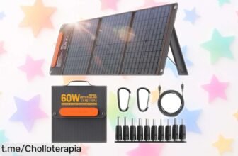 Potente cargador solar portátil de 60W para tus gadgets, ¡oferta increíble y unidades volando! No pierdas la oportunidad de cargar tu vida en cualquier lugar.