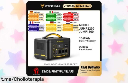 Potente generador solar portátil VTOMAN JUMP a precio de risa, duradero y perfecto para camping o casa. ¡Apresúrate, las unidades vuelan!