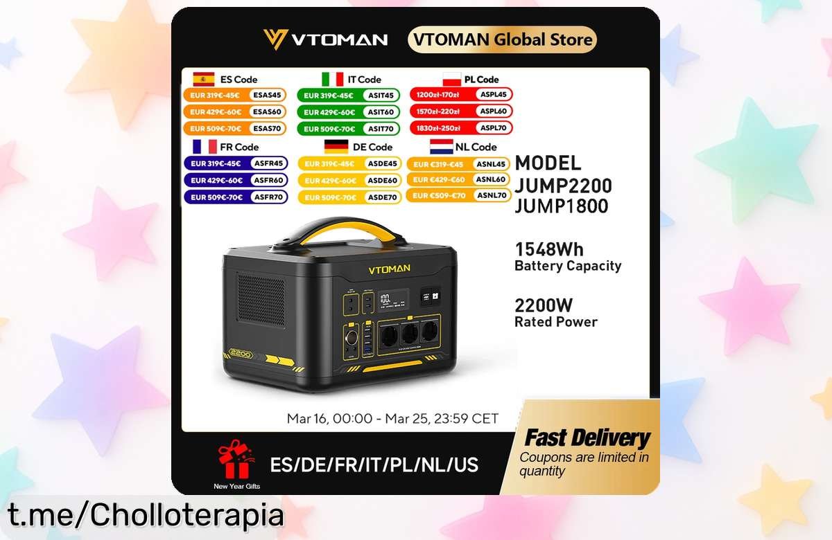 Potente generador solar portátil VTOMAN JUMP a precio de risa, duradero y perfecto para camping o casa. ¡Apresúrate, las unidades vuelan!