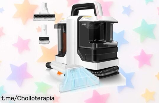 Potente limpiador portátil para alfombras y sofás con spray integrado, disfruta de succión ajustable a 750W y llévatelo a precio loco antes de que se agote. ¡Tu hogar impecable te está esperando!