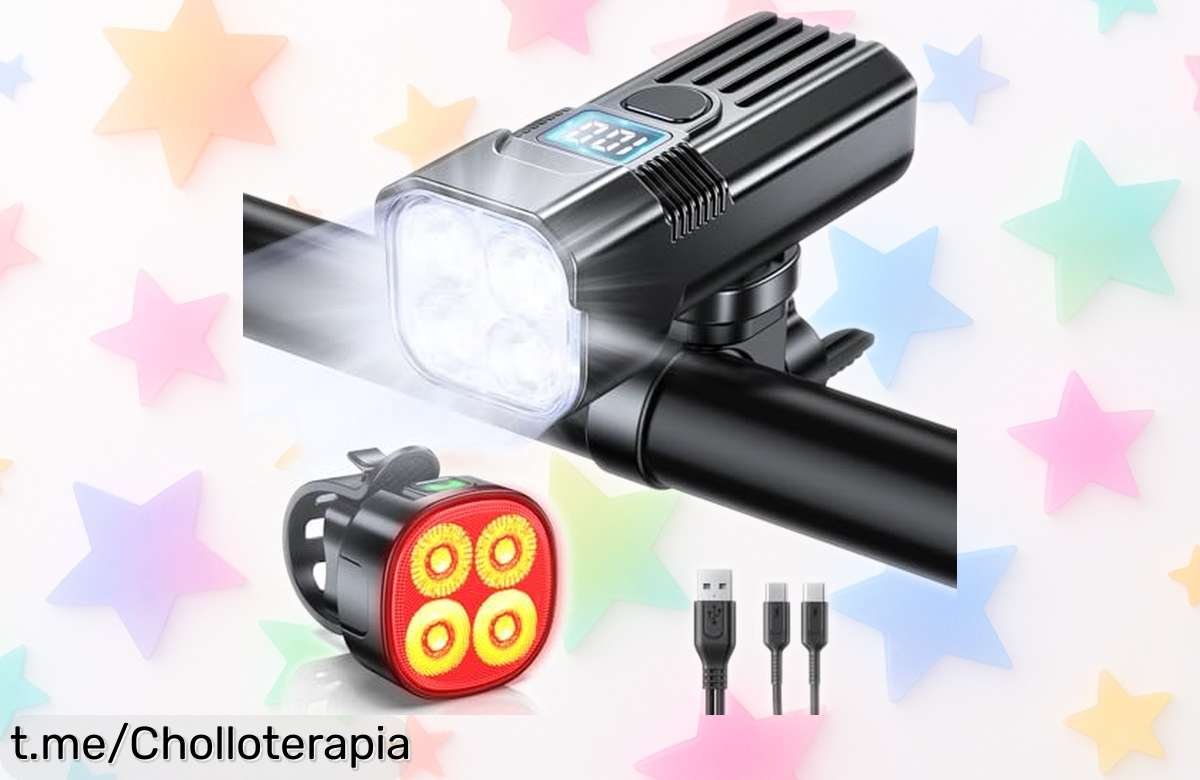 Potente luz delantera y trasera Mohard de 2000 lúmenes con batería recargable, ¡super chollo para que te vean en la noche! No dejes pasar esta oferta única antes que se acabe.