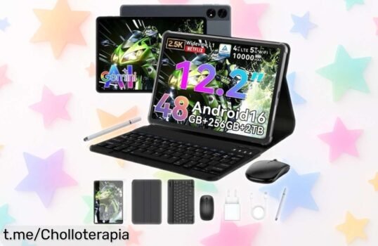 Potente tablet TABWEE T60 de 12,2” con teclado y batería durísima: un ofertón que debes aprovechar ya para trabajar o disfrutar tus series favoritas donde quieras.