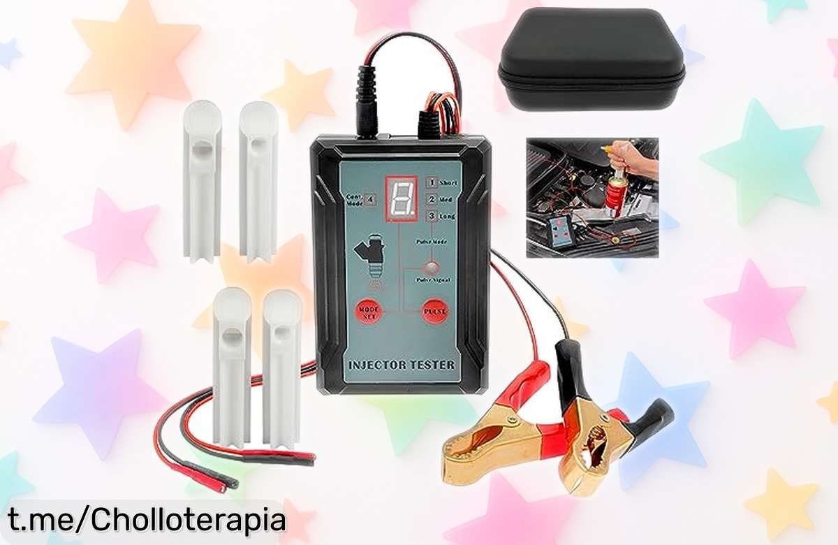 Probador de inyectores 12V con kit completo para limpiar y chequear dos a la vez, chollazo en precio que no podrás dejar pasar ¡tu moto o coche lo agradecerán!