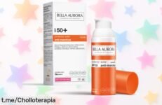Protector solar facial antimanchas Bella Aurora SPF 50+ a precio de risa, ¡absorción rápida y ideal para tus días! No te quedes sin el tuyo, corre que volará esta oferta.