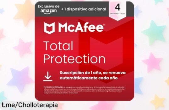 Protege tu seguridad online con McAfee Total Protection para 5 dispositivos. Ofertón imbatible, ¡no dejes que se escape esta oportunidad única!