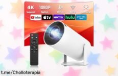 Proyector portátil 4K con WiFi 6 y giro 180°: agarrar este precio de locos es tu oportunidad para disfrutar tus pelis y juegos como nunca antes. ¡Hazlo ya!