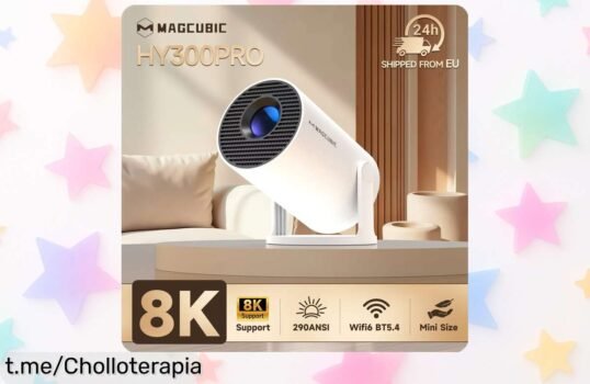 Proyector portátil Magcubic HY300 Pro con Android 14 y calidad 8K, ¡un ofertón que cambiará tus noches de cine por un precio tirado! No lo dejes escapar.