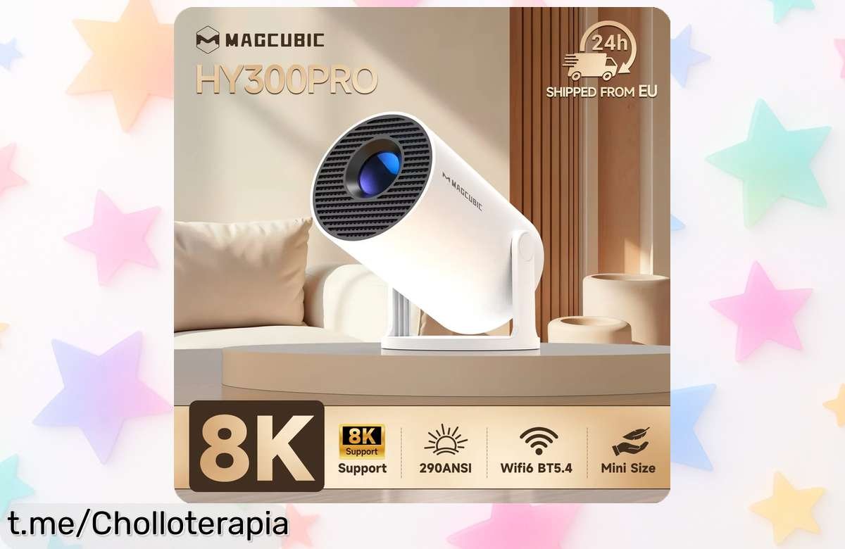 Proyector portátil Magcubic HY300 Pro con Android 14 y calidad 8K, ¡un ofertón que cambiará tus noches de cine por un precio tirado! No lo dejes escapar.