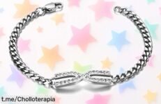 Pulsera de acero inoxidable diseño infinito para mujer y hombre, ¡un ofertón que vuela! No te quedes sin la tuya, regálate elegancia y estilo ahora mismo.