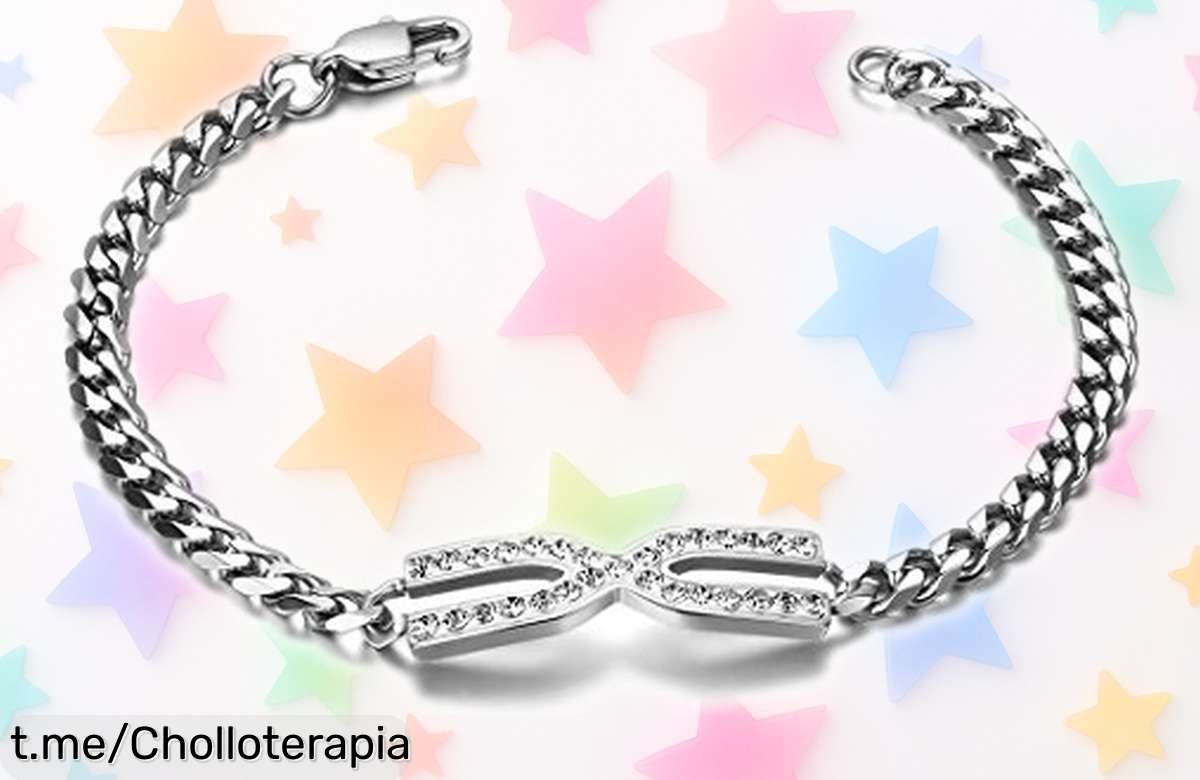 Pulsera de acero inoxidable diseño infinito para mujer y hombre, ¡un ofertón que vuela! No te quedes sin la tuya, regálate elegancia y estilo ahora mismo.
