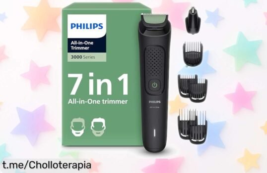 Recortadora 7 en 1 Philips Series 3000 a precio loco, ideal para barba, pelo y nariz; un ofertón que volará rápido, ¡no te quedes sin la tuya!