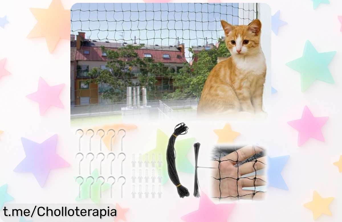 Red reforzada para gatos 2×3 m que aguanta todo, ganchos incluidos: protege a tu minino de caídas y disfruta la tranquilidad por un chollazo irresistible. ¡No te quedes sin ella!