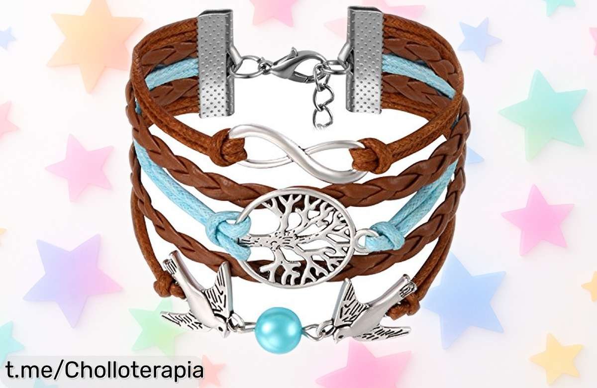 Regalazo de pulsera infinity de hilos y cuero trenzado JewelryWe: ¡super chollo con bolsa de terciopelo! Date prisa, están volando y no querrás perderte esta oportunidad.