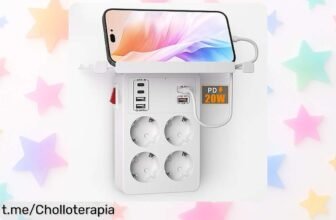 Regleta con 4 enchufes y 6 USB que carga tus móviles rapidísimo. ¡Chollazo seguro y ordenado, no te quedes sin ella!