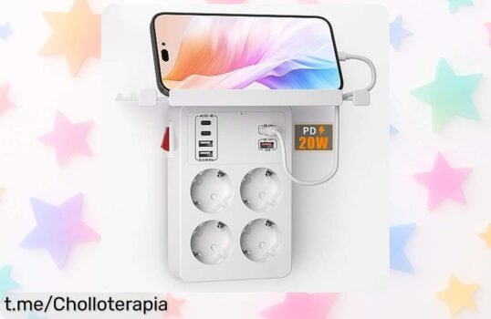 Regleta con 4 enchufes y 6 USB que carga tus móviles rapidísimo. ¡Chollazo seguro y ordenado, no te quedes sin ella!