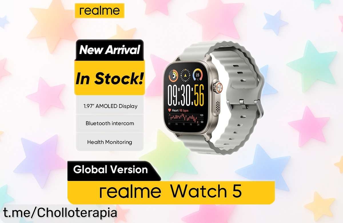 Reloj inteligente realme Watch 5 con pantalla AMOLED, GPS y batería de 14 días a precio de risa; ¡no te pierdas esta oportunidad única que desaparece rápido!