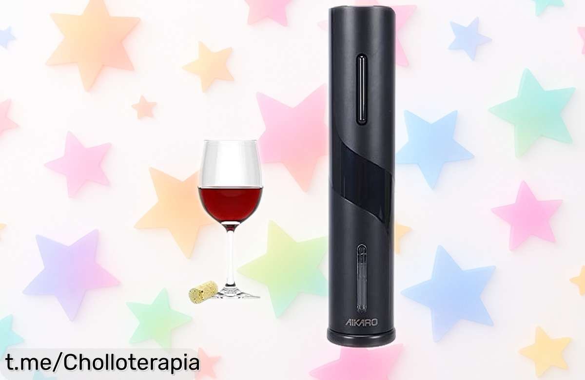 Sacacorchos eléctrico AIKARO, quita el corcho en 6 segundos y abre hasta 80 botellas, aprovecha este precio irreal antes de que se acabe y sorprende a tus invitados.