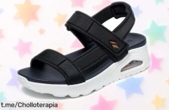 Sandalias Skechers Cali en Duraleather negro a precio de risa, ¡no te las puedes perder si quieres lucir con estilo sin gastar! Muévete con libertad y disfruta el momento.