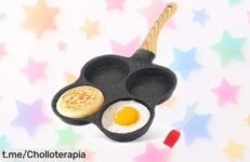 Sartén antiadherente de aluminio para 4 huevos y tortitas, con rebaja increíble: disfruta cocinando sin líos ni complicaciones ¡Hazte con ella antes de que sea tarde!