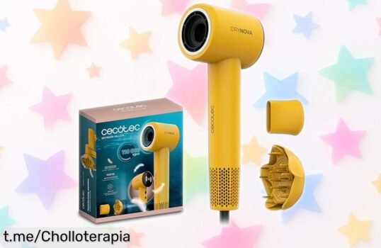 Secador de pelo Cecotec DryNova Yellow Sun, potente y ligero con tecnología para quitar el frizz al instante. No te quedes sin este ofertón que vuela a un precio increíblemente bajo.