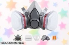 Semimáscara reutilizable con filtro para químicos y vapores, ¡ofertón a precio loco! Protección total para cara y ojos en cualquier curro. No dejes escapar esta oportunidad única.
