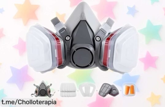 Semimáscara reutilizable con filtro para químicos y vapores, ¡ofertón a precio loco! Protección total para cara y ojos en cualquier curro. No dejes escapar esta oportunidad única.