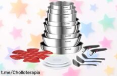 Set completo de sartenes y cazos Tefal Ingenio Emotion con mango extraíble, ¡rebajados a precio loco! Aprovecha para cocinar sin estrés y ahorrar espacio en tu cocina antes de que se agoten.