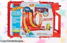 Set de pistas para coches Hot Wheels Track Builder con caja lata y coche, ¡este precio tirado no volverá! Monta circuitos épicos y dale rienda suelta a la diversión, corre ya antes que se acabe.