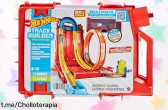 Set de pistas para coches Hot Wheels Track Builder con caja lata y coche, ¡este precio tirado no volverá! Monta circuitos épicos y dale rienda suelta a la diversión, corre ya antes que se acabe.