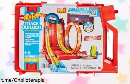 Set de pistas para coches Hot Wheels Track Builder con caja lata y coche, ¡este precio tirado no volverá! Monta circuitos épicos y dale rienda suelta a la diversión, corre ya antes que se acabe.