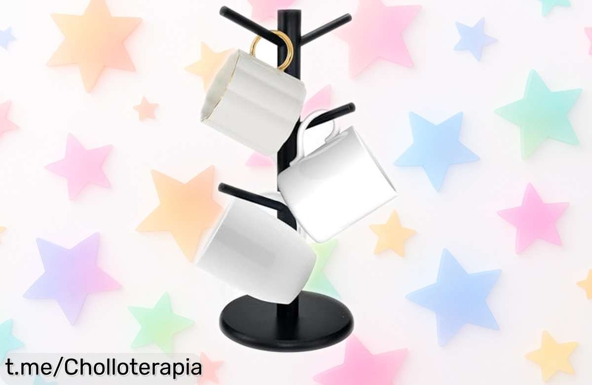 Soporte para tazas de café KYYGKY con diseño escalonado y montaje rápido a precio de risa, ¡pocas unidades disponibles! Hazte con el tuyo antes que se acaben.