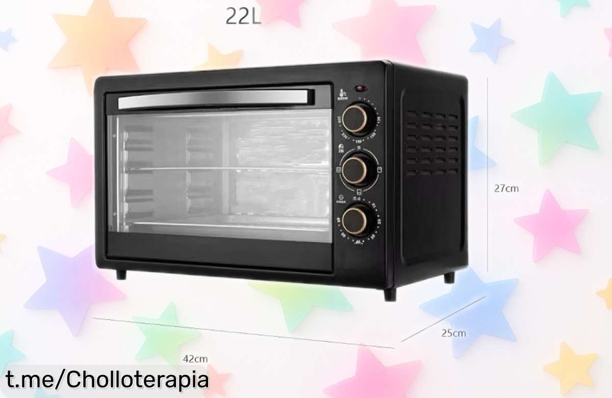 Sorprendente horno de sobremesa Bake&Toast Black con 3 modos y temporizador, ¡a un precio ridículo que no se repetirá, corre antes que vuelan las unidades!