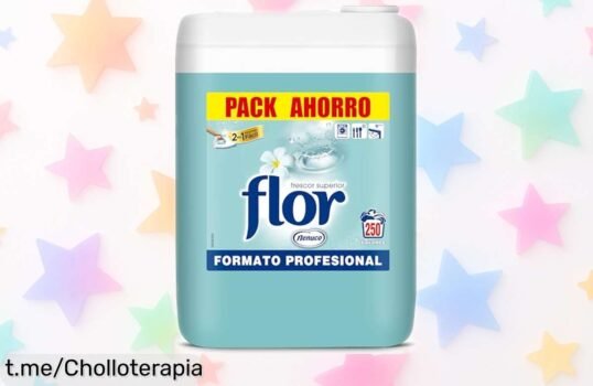 Suavizante Flor profesional con aroma Nenuco: ¡Botella gigante de 250 dosis a precio loco! No te pierdas este chollazo que dejará tu ropa fresca y suave como nunca.