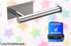 Súper soporte autoadhesivo Ibergrif para rollo de baño, instala en un segundo y mejora tu baño sin complicaciones; ¡no dejes pasar esta oferta increíble!